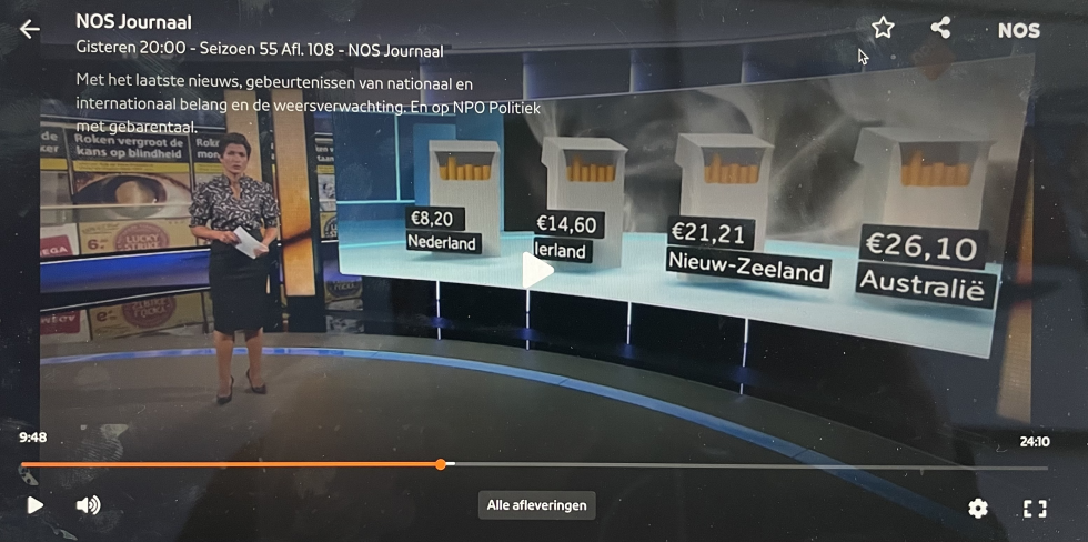 NOS - Een pakje sigaretten gaat € 40,- kosten